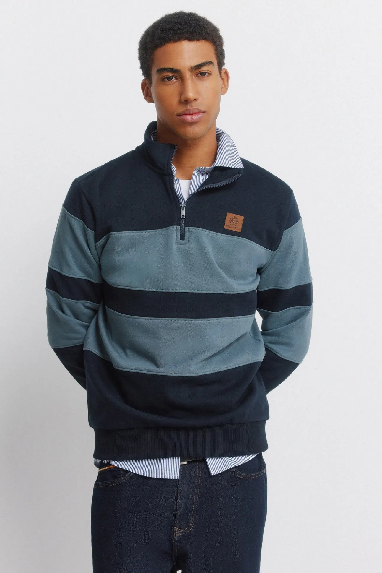 Sweat-shirt col camionneur color block
