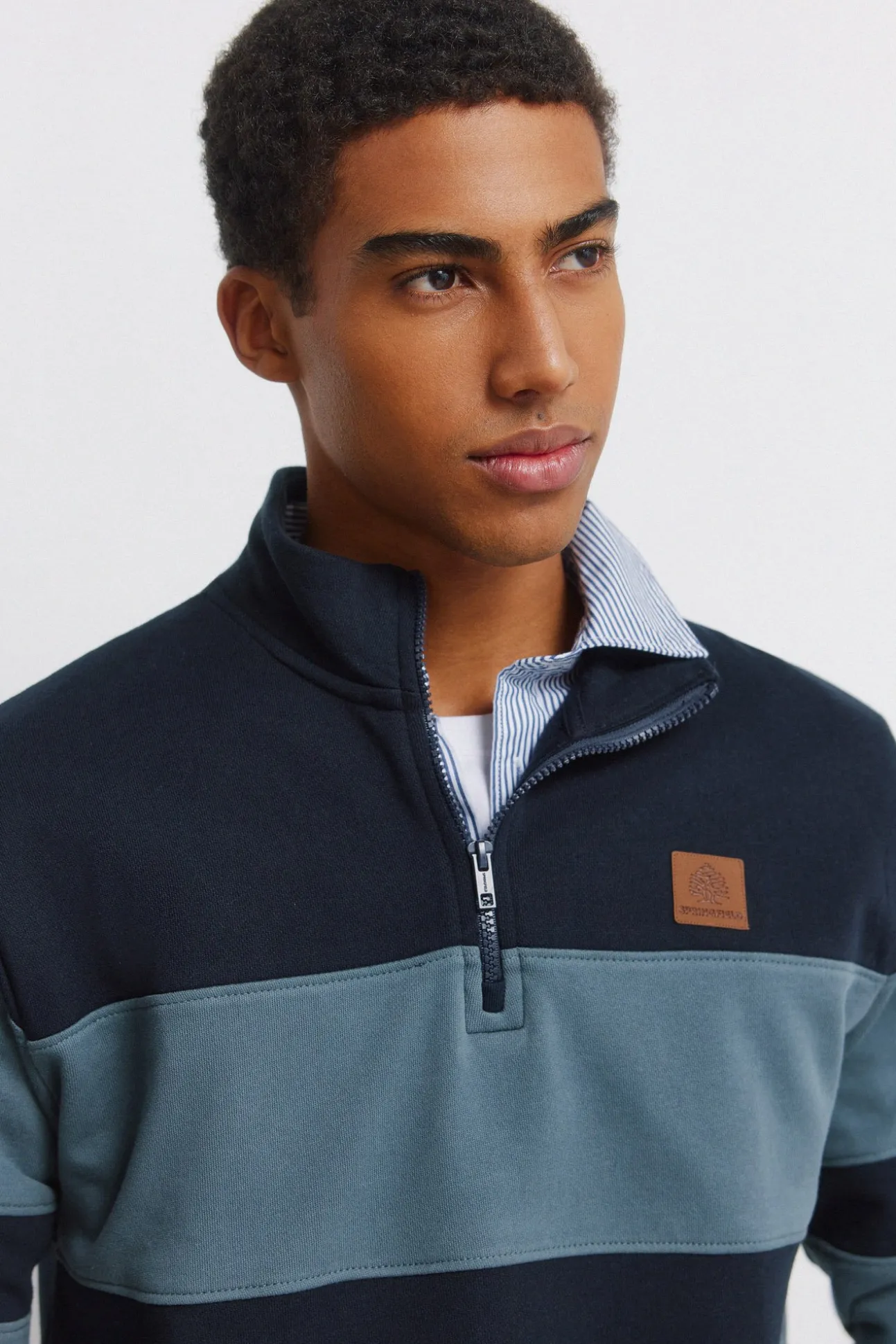 Sweat-shirt col camionneur color block