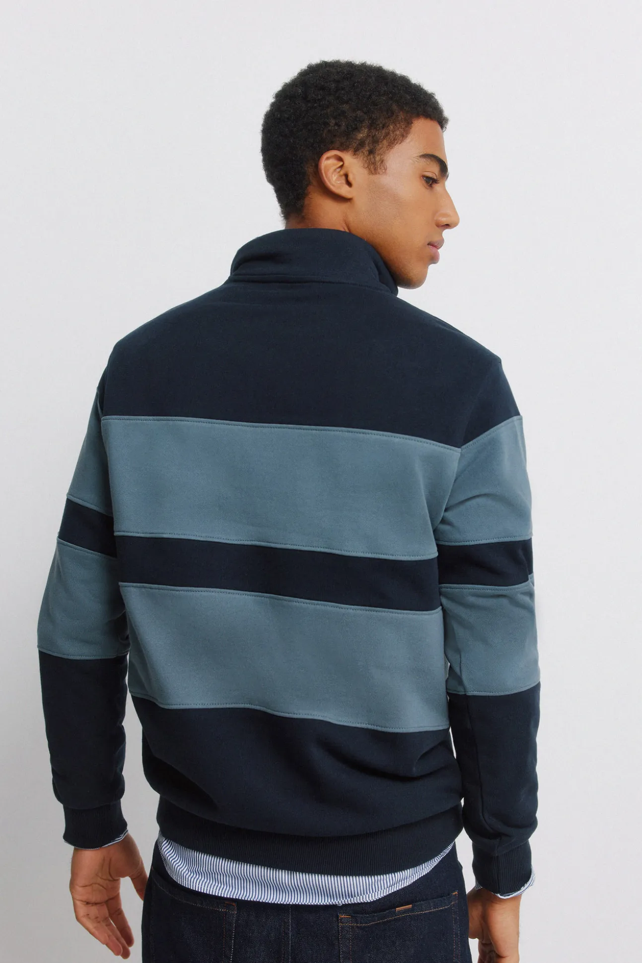 Sweat-shirt col camionneur color block