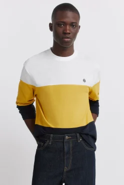t-shirt à manches longues en piqué à blocs
