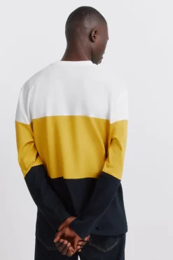 t-shirt &agrave; manches longues en piqu&eacute; &agrave; blocs