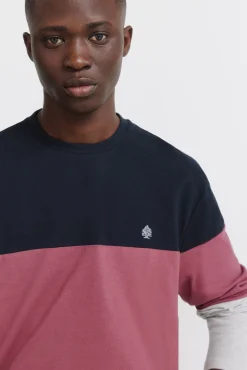 t-shirt &agrave; manches longues en piqu&eacute; &agrave; blocs