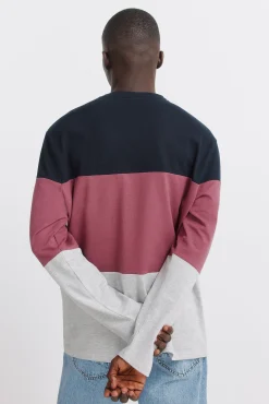 t-shirt &agrave; manches longues en piqu&eacute; &agrave; blocs