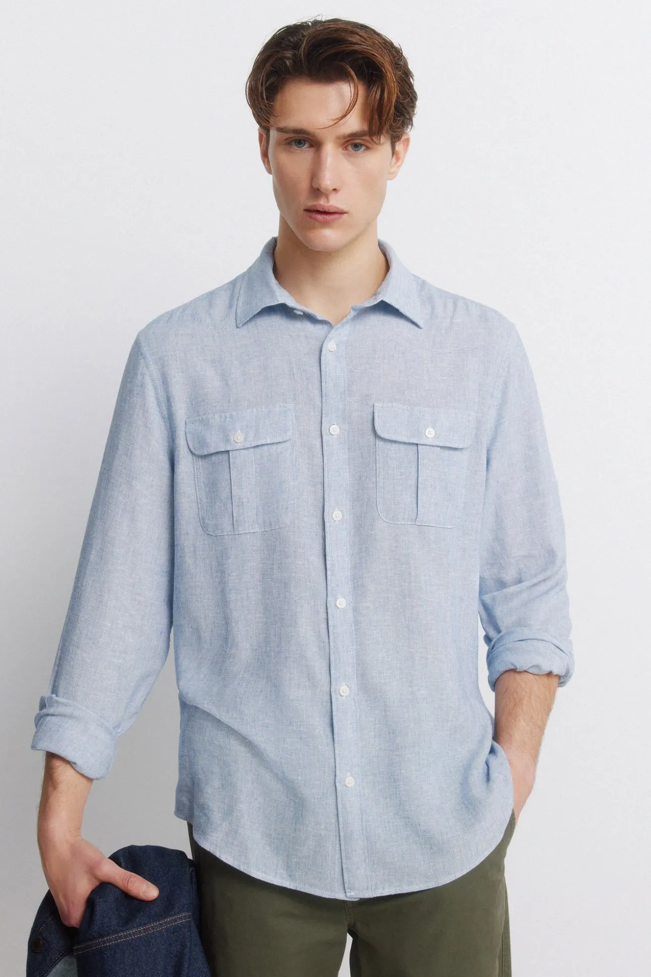 T-shirt à poches en lin et viscose