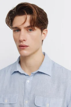T-shirt &agrave; poches en lin et viscose
