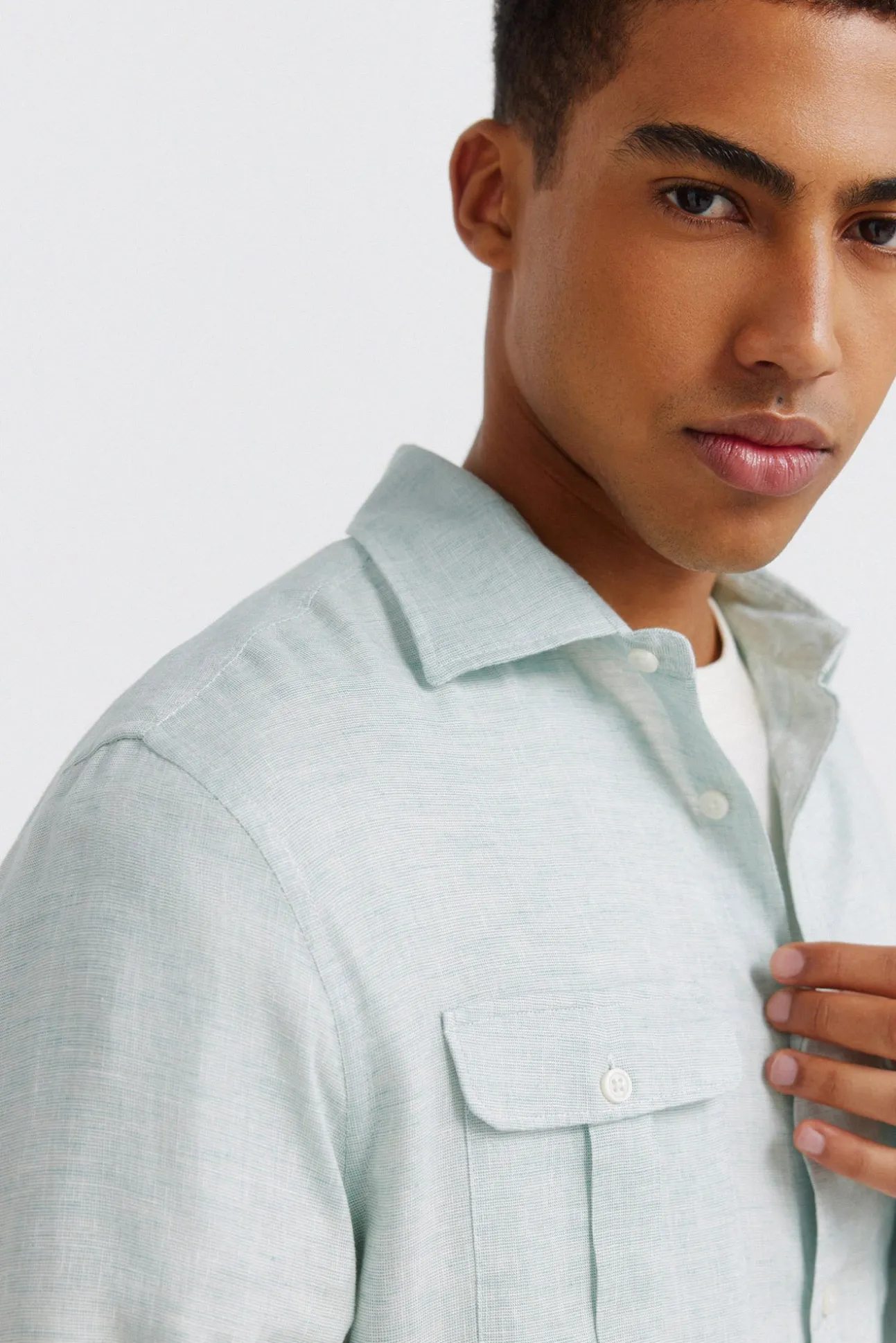 T-shirt à poches en lin et viscose