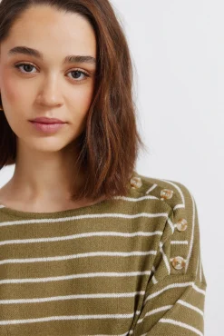 T-shirt à rayures boutons aux épaules