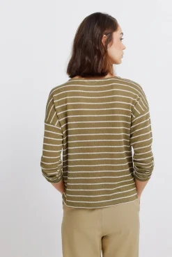 T-shirt à rayures boutons aux épaules