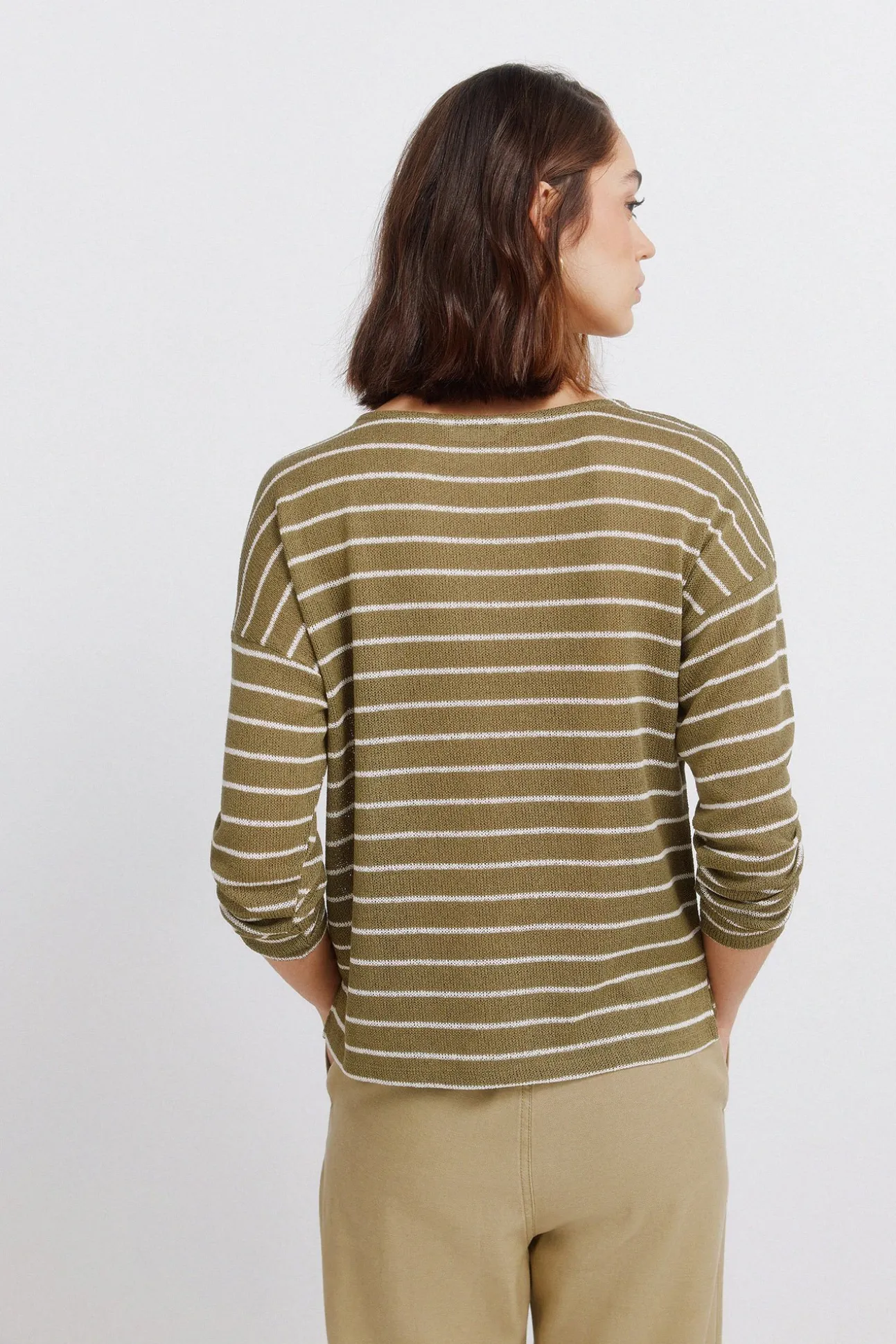 T-shirt à rayures boutons aux épaules