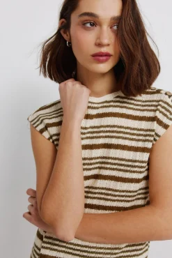 T-shirt &agrave; rayures en maille