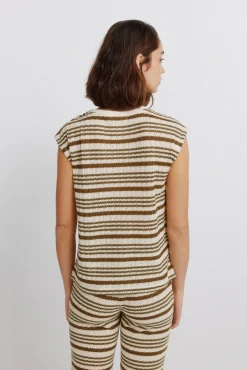 T-shirt &agrave; rayures en maille