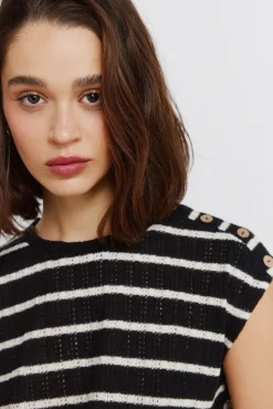 T-shirt &agrave; rayures en maille