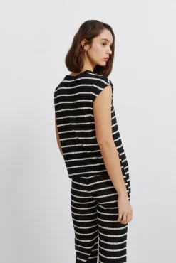 T-shirt &agrave; rayures en maille