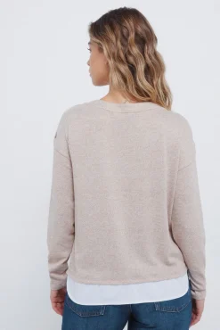 T-shirt boutonn&eacute;e combin&eacute;e aux &eacute;paules