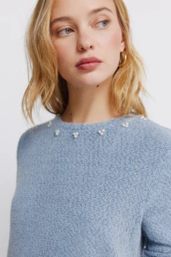 T-shirt chenille col fantaisie