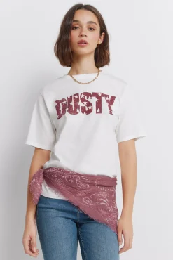 T-shirt col côtelé effet délavé