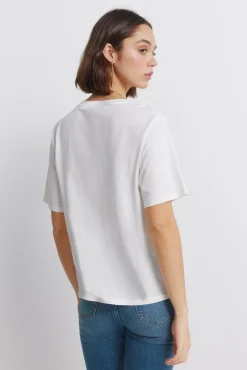 T-shirt col c&ocirc;tel&eacute; effet d&eacute;lav&eacute;