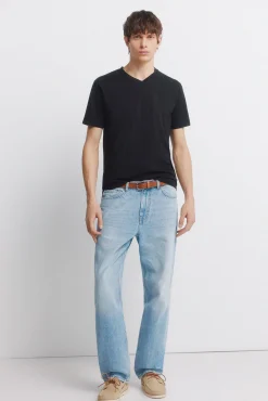 T-shirt col en V coupe slim en lycra