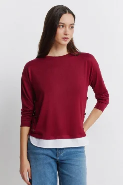 T-shirt combinée avec boutons latéraux