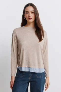 T-shirt combinée avec boutons latéraux