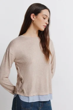 T-shirt combin&eacute;e avec boutons lat&eacute;raux
