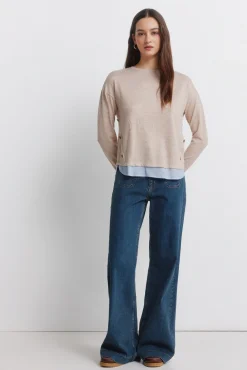 T-shirt combin&eacute;e avec boutons lat&eacute;raux