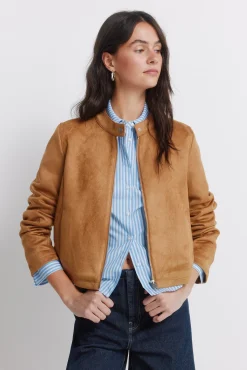 Veste courte en daim synthétique