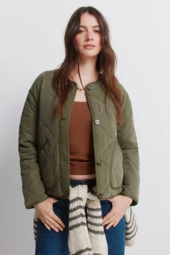 Veste courte matelassée verte