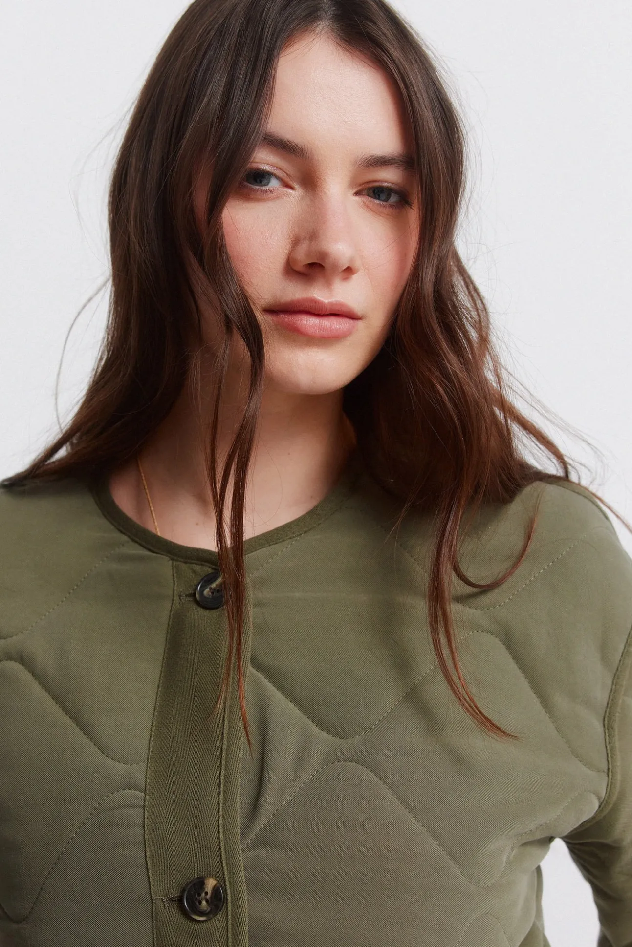 Veste courte matelassée verte