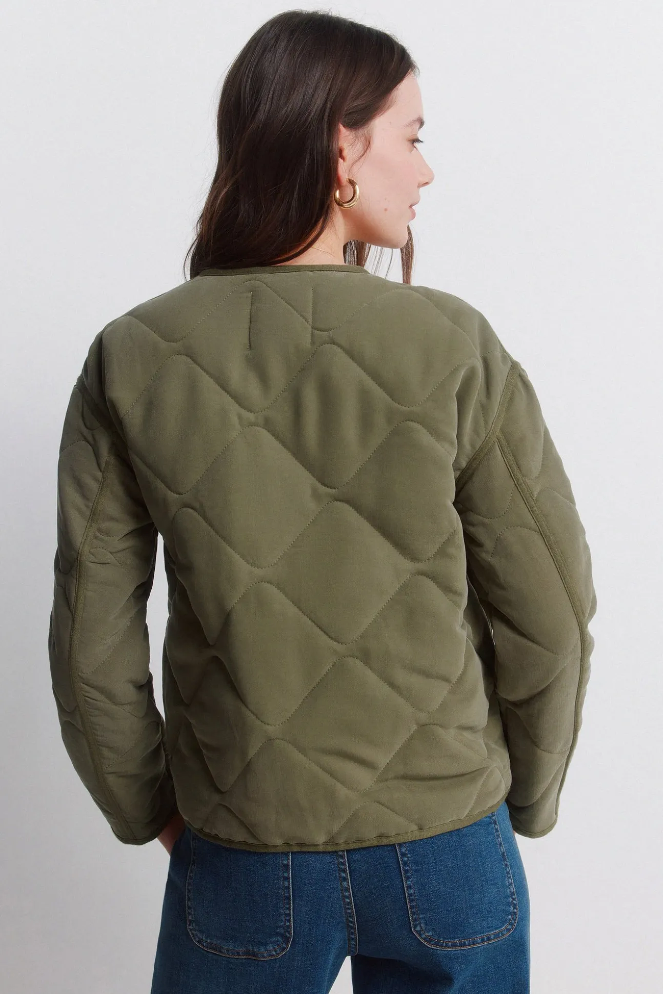 Veste courte matelassée verte