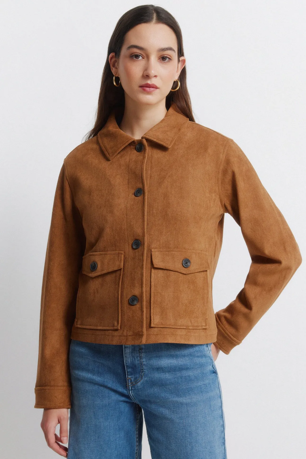 Veste en daim avec poches