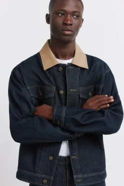Veste en jean oversize avec col contrast&eacute;