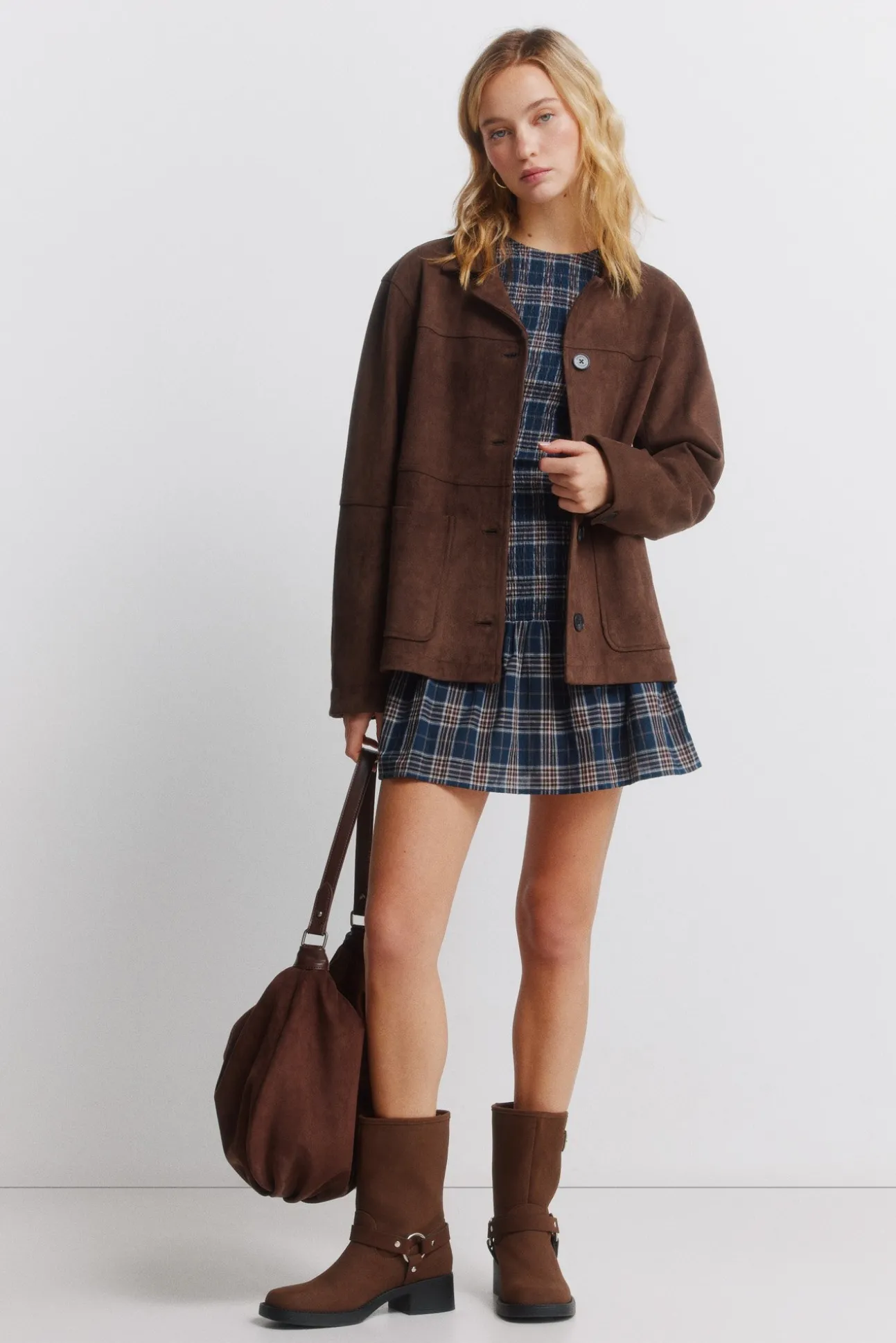 Veste simili daim poches